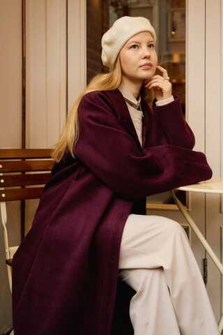 Coat with Dart Detail Burgundy - 10