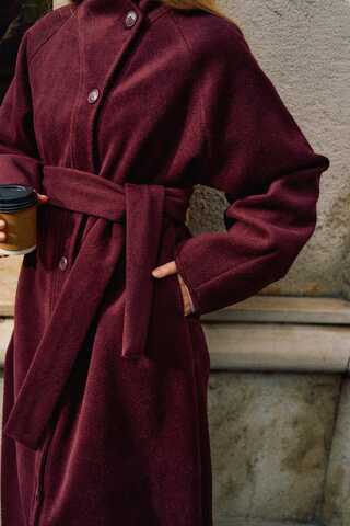 Coat with Dart Detail Burgundy - 19