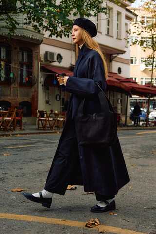 Coat with Dart Detail Navy - 3