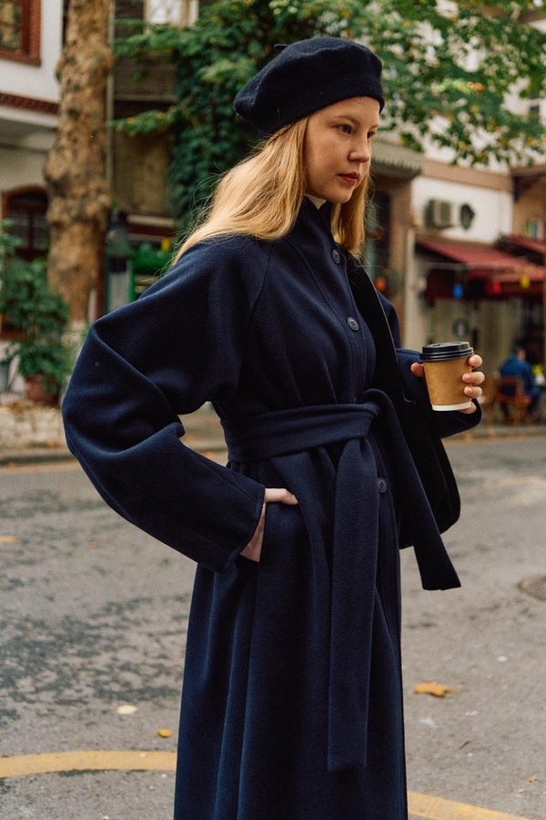 Coat with Dart Detail Navy - 7