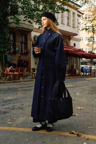Coat with Dart Detail Navy - 10