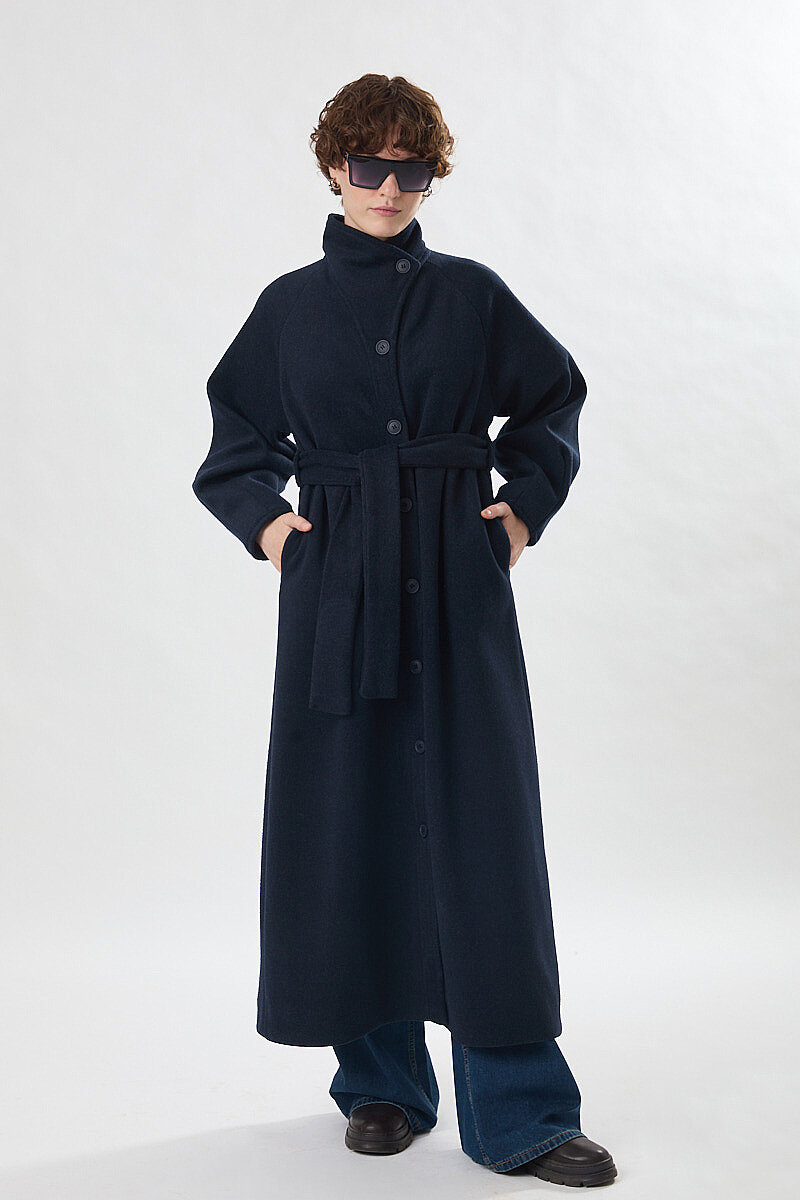 Coat with Dart Detail Navy - 13