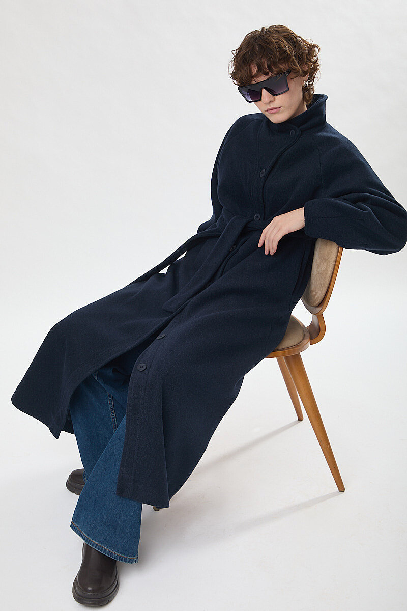 Coat with Dart Detail Navy - 11