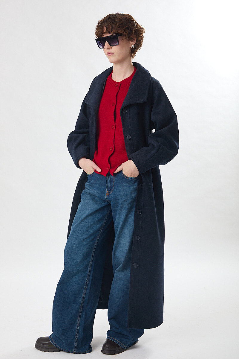 Coat with Dart Detail Navy - 16