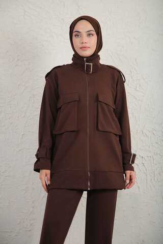 Buckled Collar Double Suit Brown - 3