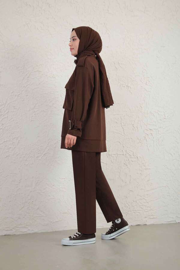 Buckled Collar Double Suit Brown - 4