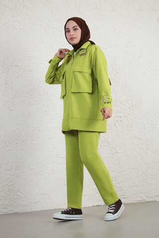 Buckled Collar Double Suit oil green - 1