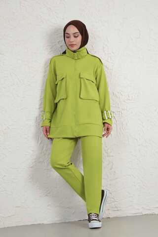Buckled Collar Double Suit oil green - 3