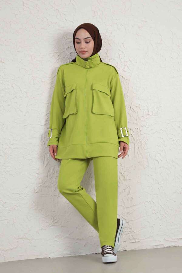 Buckled Collar Double Suit oil green - 3