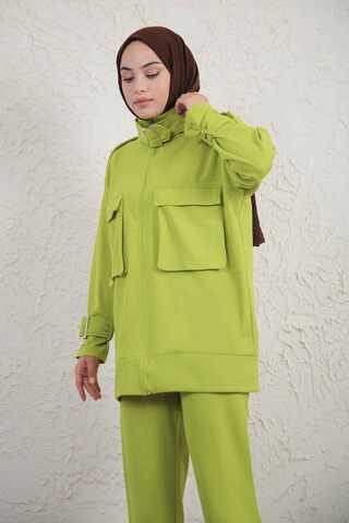 Buckled Collar Double Suit oil green - 4
