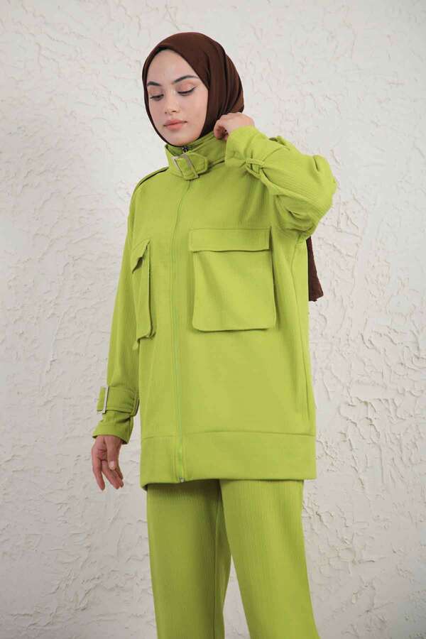 Buckled Collar Double Suit oil green - 4
