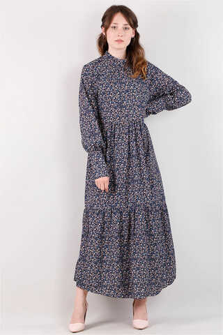 Pleated Collar Dress Black - 1