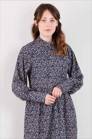 Pleated Collar Dress Black - 2