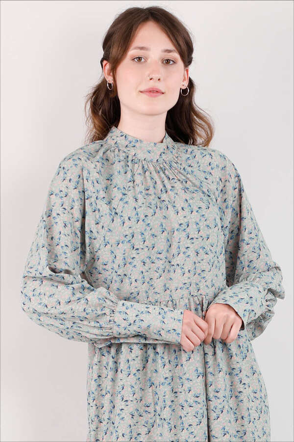 Pleated Collar Dress Mint - 2