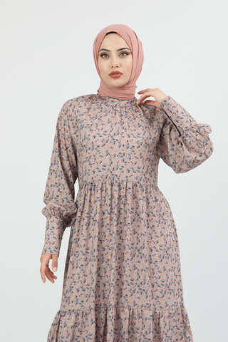 Pleated Collar Dress Powder - 2