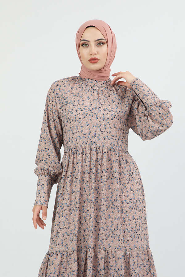 Pleated Collar Dress Powder - 2