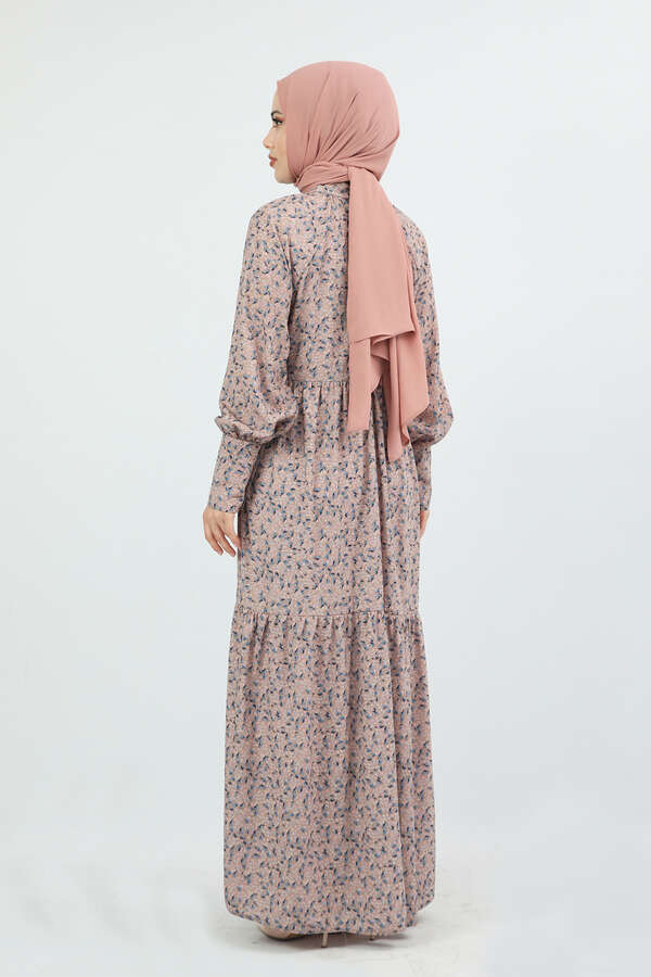 Pleated Collar Dress Powder - 3