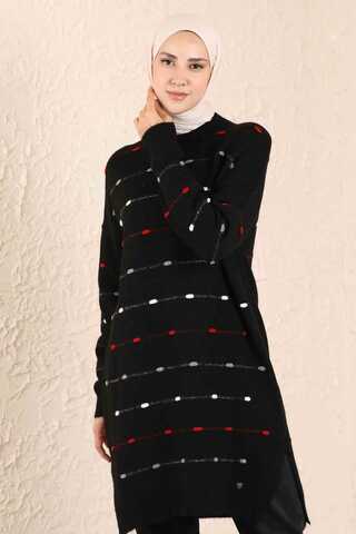 Colored Striped Sweater Black - 3