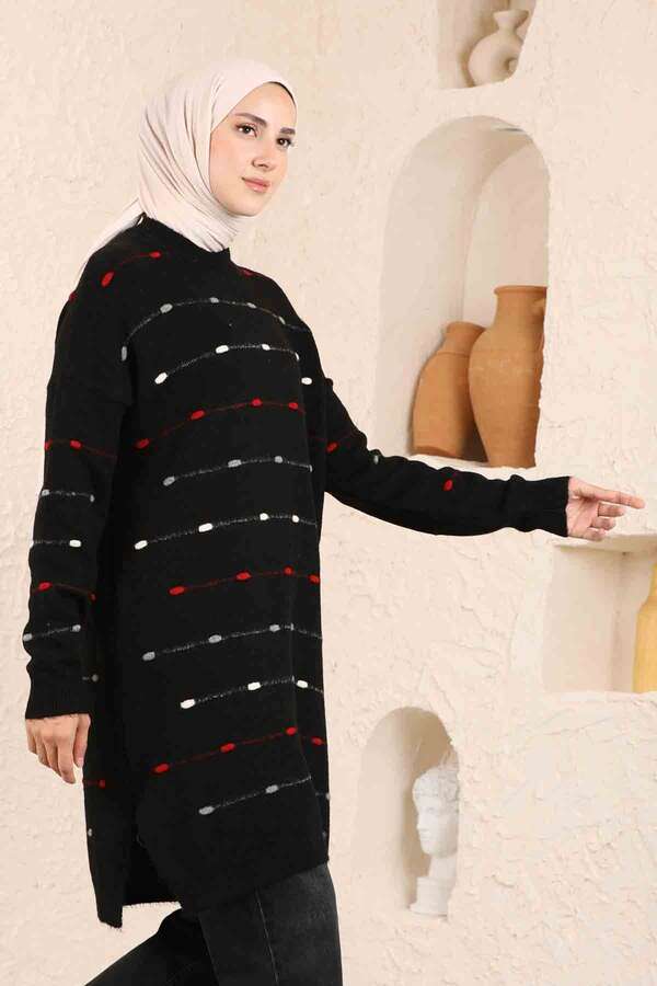 Colored Striped Sweater Black - 4