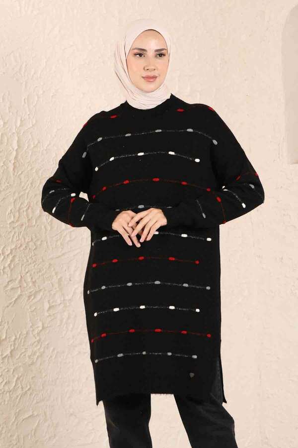 Colored Striped Sweater Black - 5