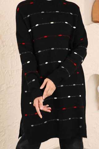 Colored Striped Sweater Black - 6