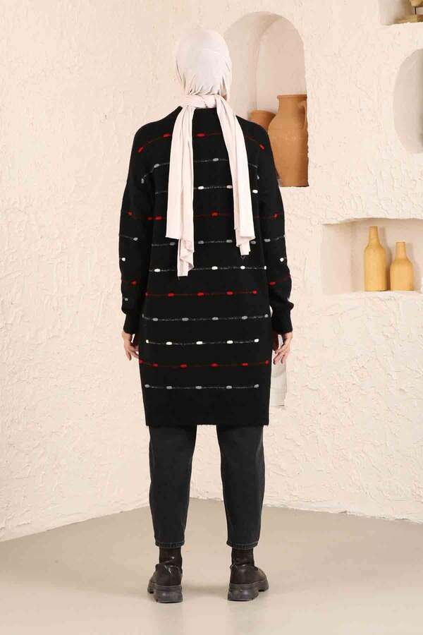 Colored Striped Sweater Black - 7