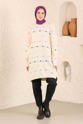 Colored Striped Sweater Cream - 1