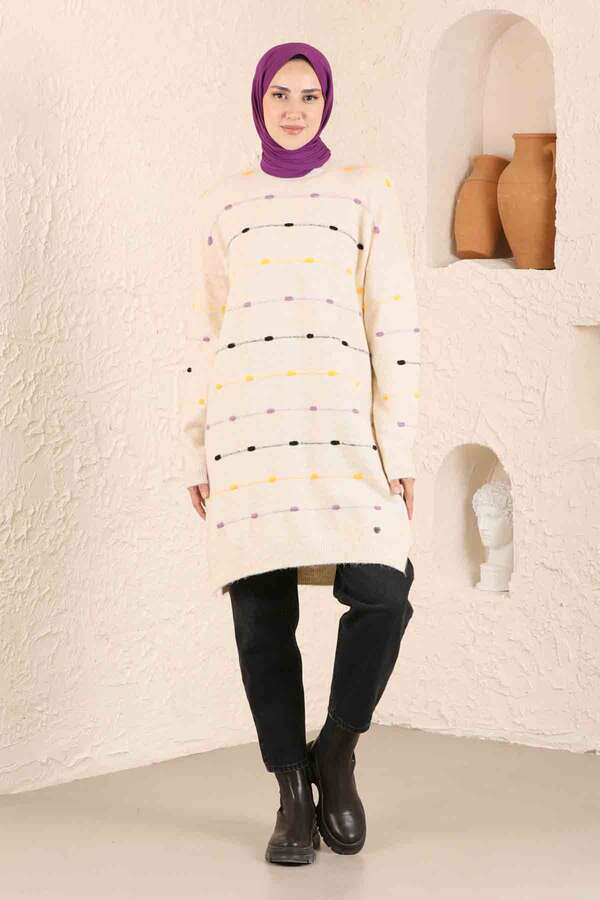 Colored Striped Sweater Cream - 1