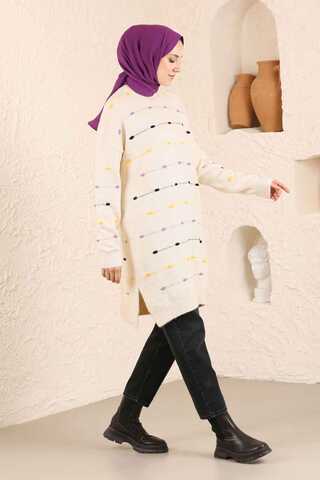 Colored Striped Sweater Cream - 2