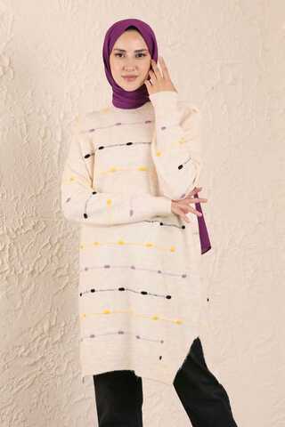 Colored Striped Sweater Cream - 3