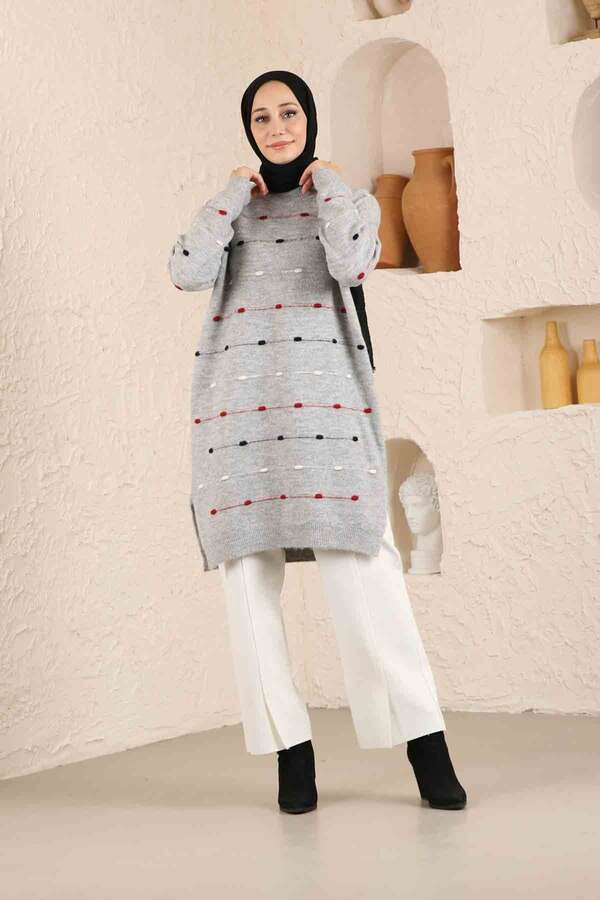 Colored Striped Sweater Gray - 3