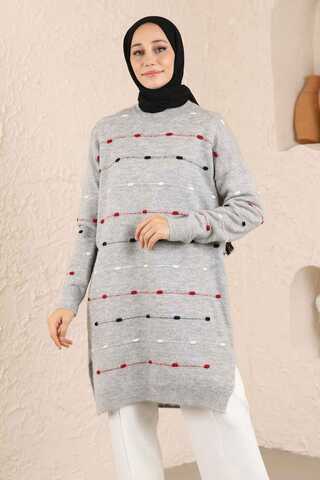 Colored Striped Sweater Gray - 1