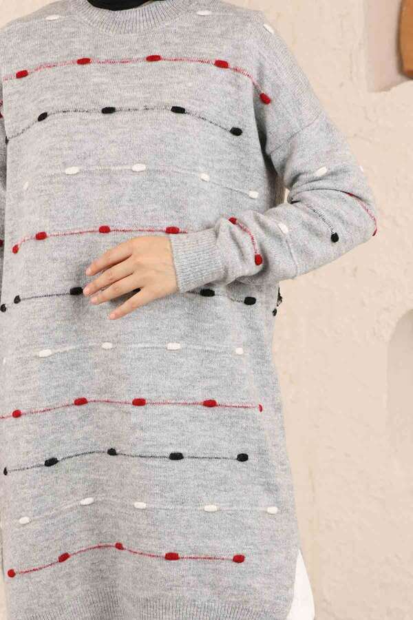 Colored Striped Sweater Gray - 4