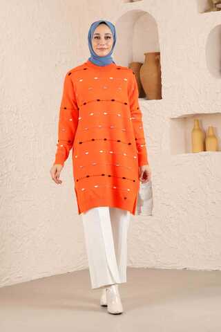 Colored Striped Sweater Orange - 1