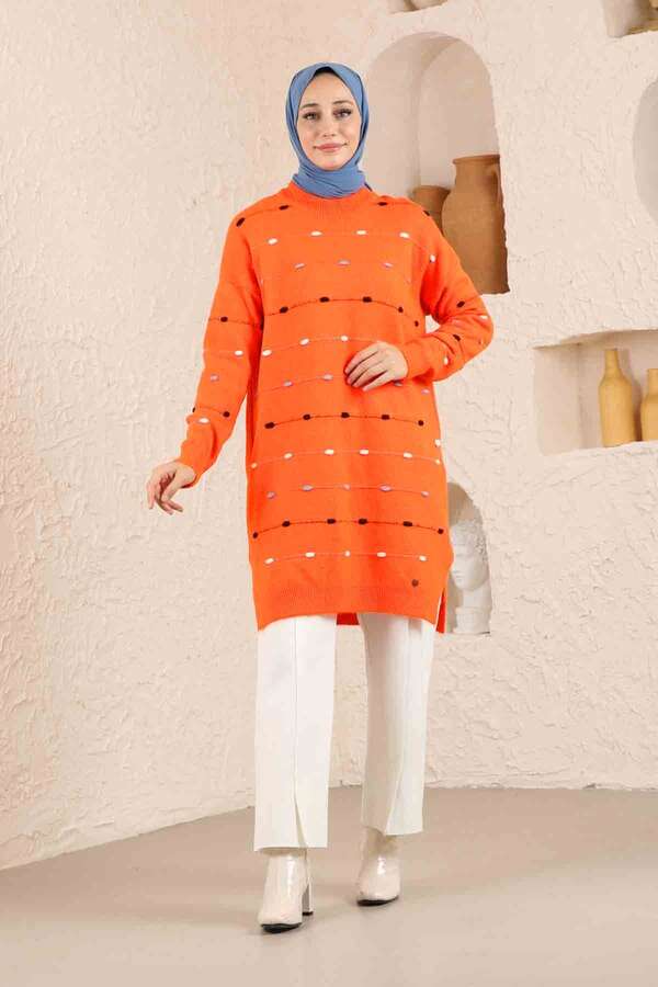 Colored Striped Sweater Orange - 2