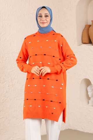 Colored Striped Sweater Orange - 3