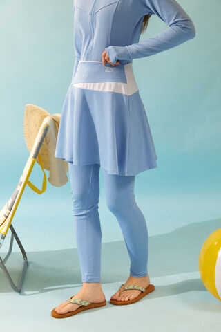 Contrast Panel Swim Skirt Baby Blue - 9