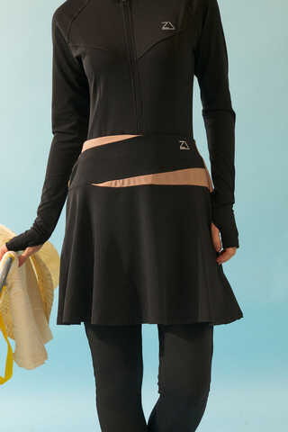 Contrast Panel Swim Skirt Black - 4