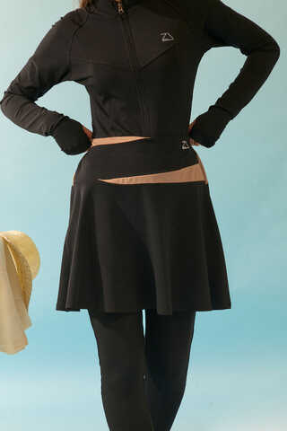 Contrast Panel Swim Skirt Black - 3