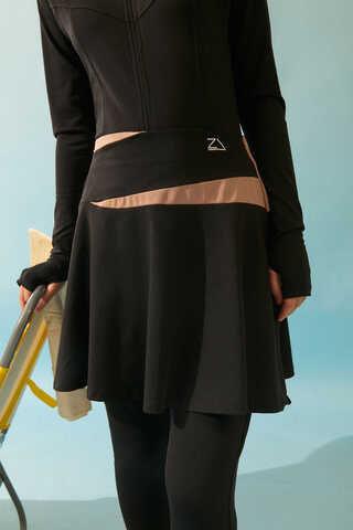 Contrast Panel Swim Skirt Black - 8