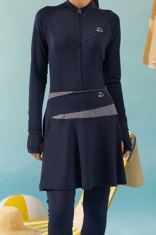 Contrast Panel Swim Skirt Navy - 2
