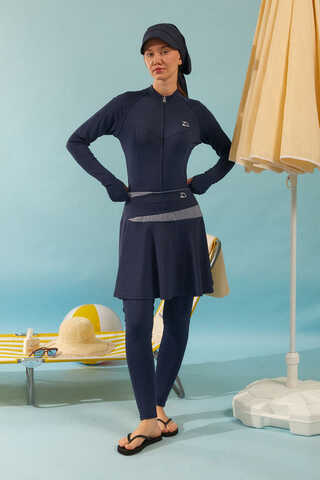 Contrast Panel Swim Skirt Navy - 1