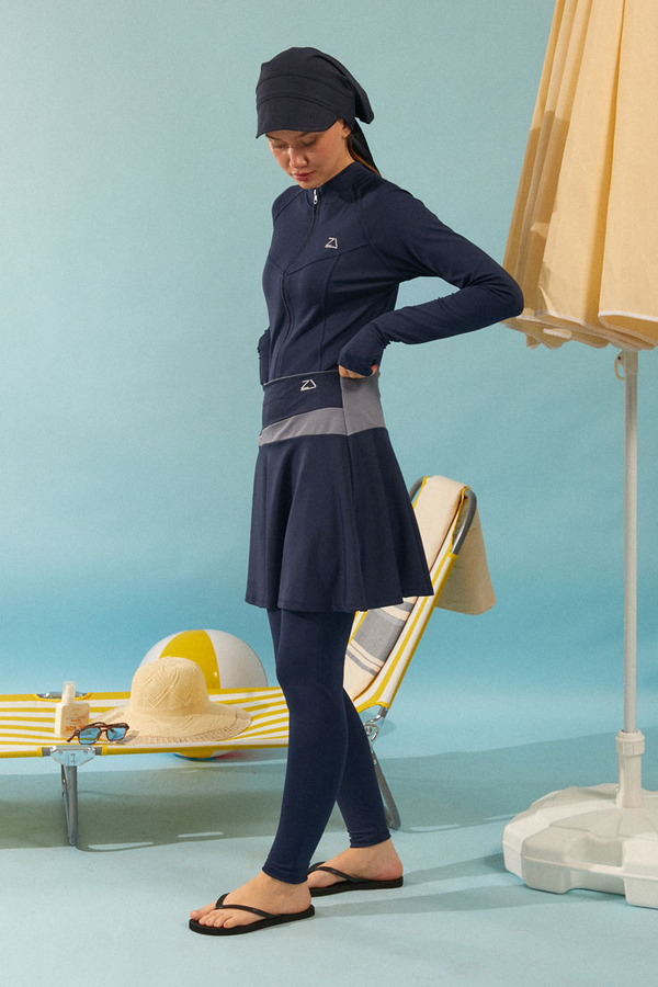 Contrast Panel Swim Skirt Navy - 4