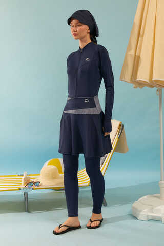 Contrast Panel Swim Skirt Navy - 6