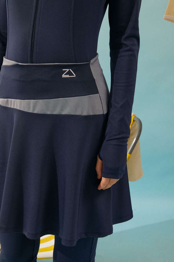 Contrast Panel Swim Skirt Navy - 8