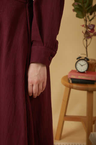 Contrast Stitch Muslin Blouse Burgundy - 13