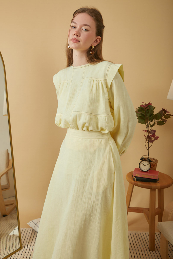 Contrast Stitch Muslin Blouse Butter Yellow - 9