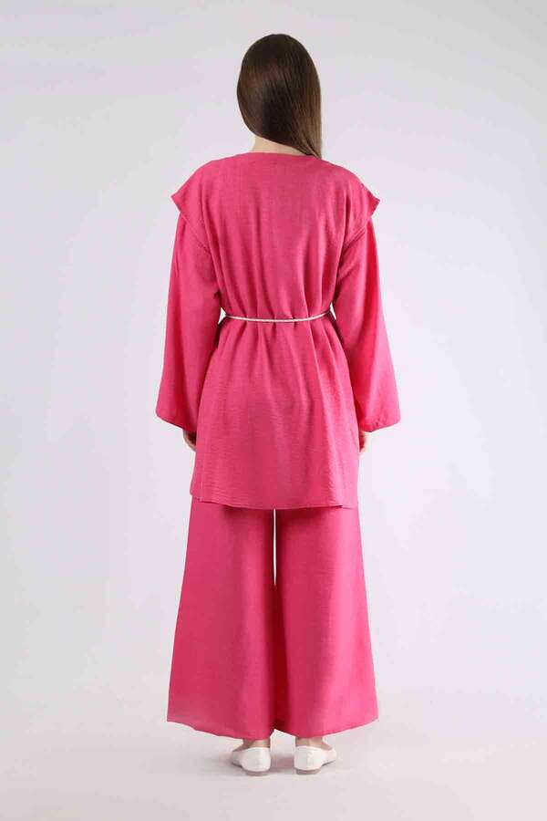 Corded Wide Leg Vest Set Fuchsia - 5