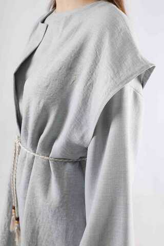 Corded Wide Leg Vest Set Gray - 4