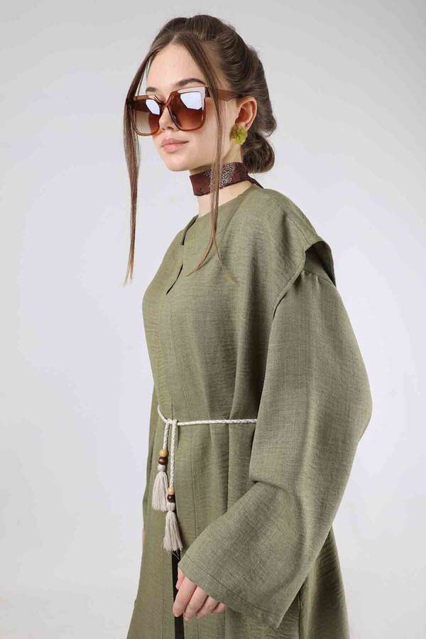 Corded Wide Leg Vest Set Khaki - 4